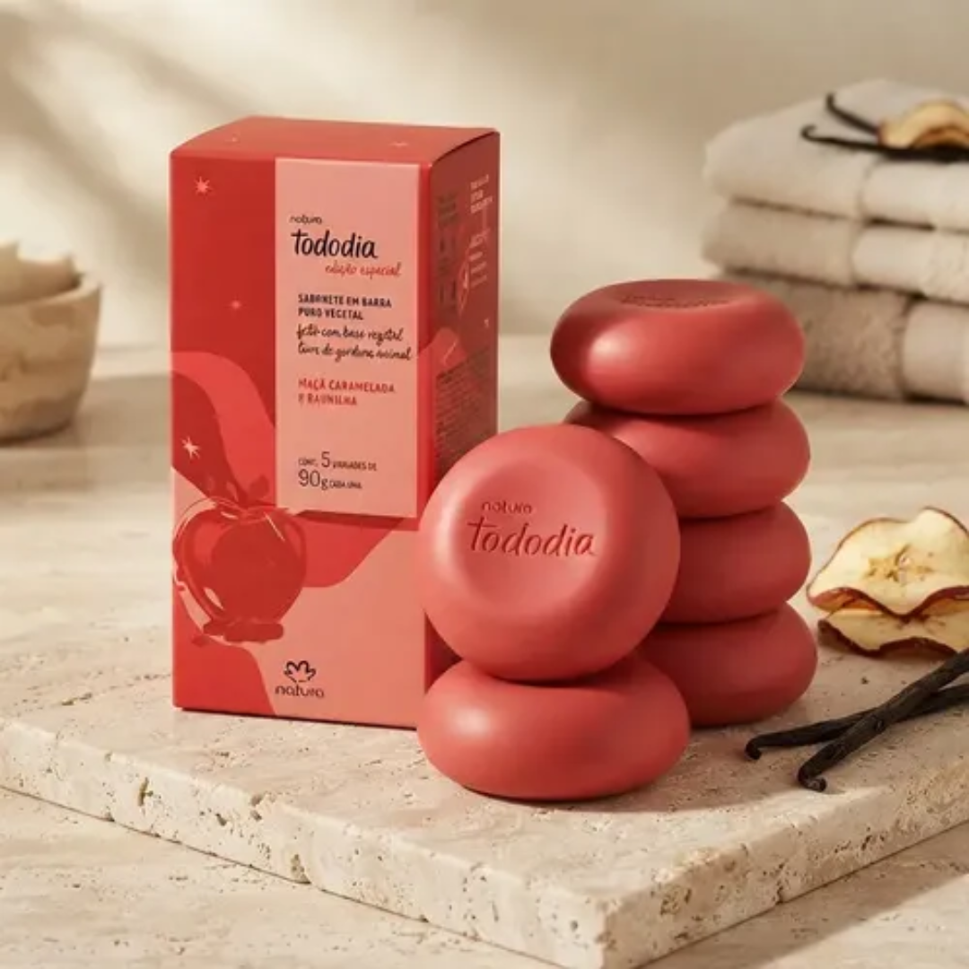 Tododia Caramelized Apple & Vanilla Pure Vegetable Soap Bars 5x90g Natura