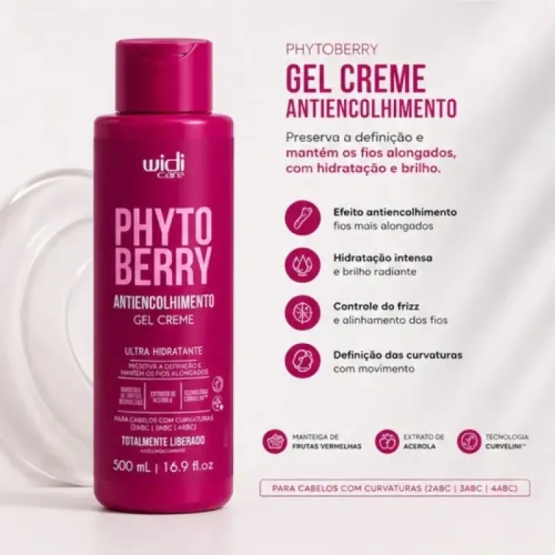 PhytoBerry Anti-Shrinkage Hydrating Curly Hair Gel Cream 500ml Widi Care