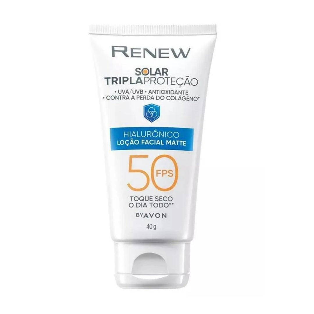 Renew Solar Hyaluronic Matte Facial Skin Protector Sunscreen SPF50 40g Avon