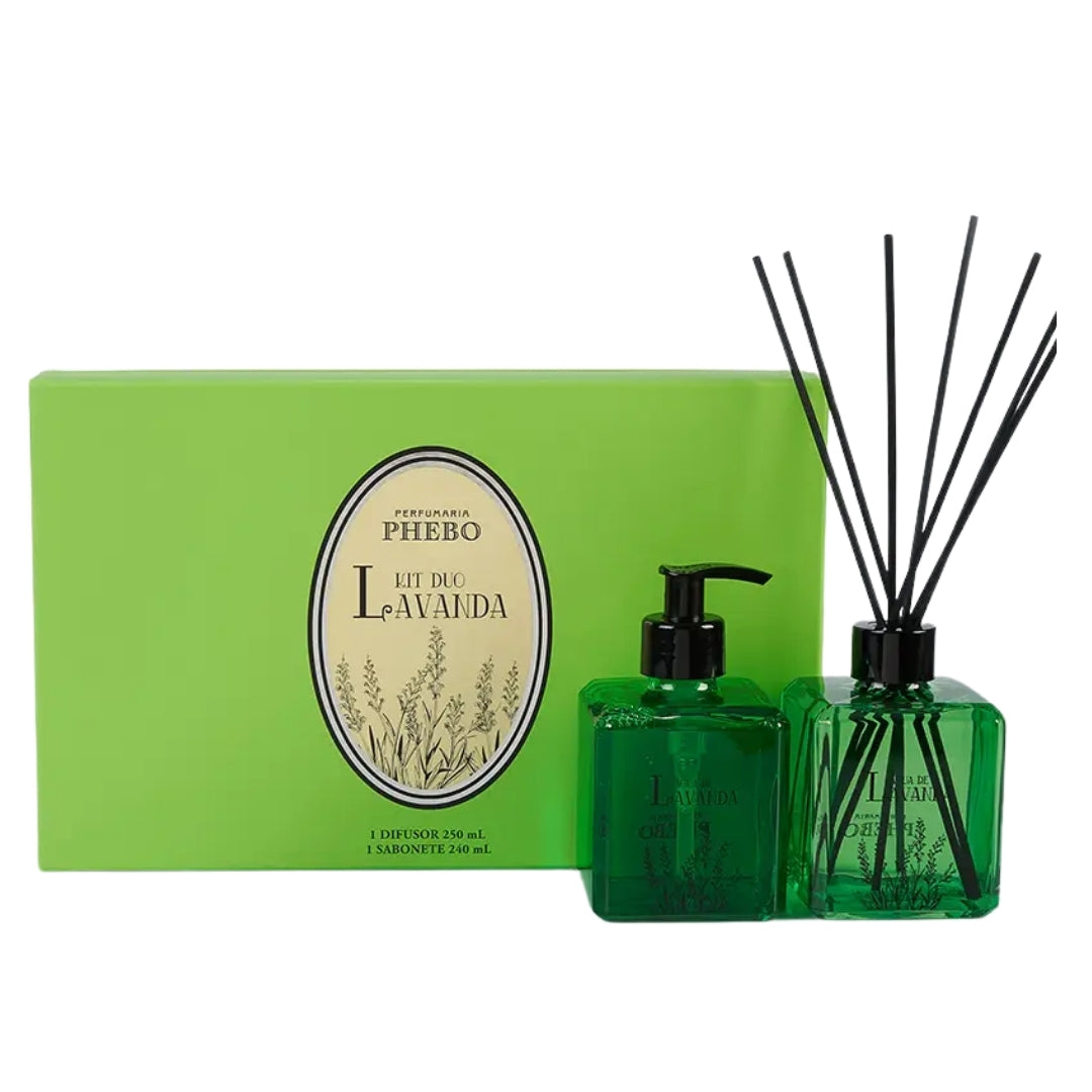 Phebo Lavender Home Fragance Room Diffuser + Liquid Soap 240ml Kit Granado
