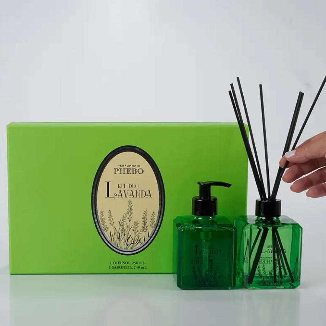 Phebo Lavender Home Fragance Room Diffuser + Liquid Soap 240ml Kit Granado