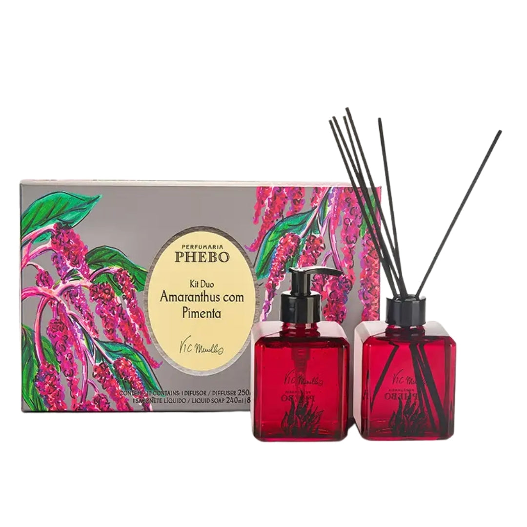 Amaranthus Pepper Home Fragance Room Diffuser + Liquid Body Soap Kit Granado