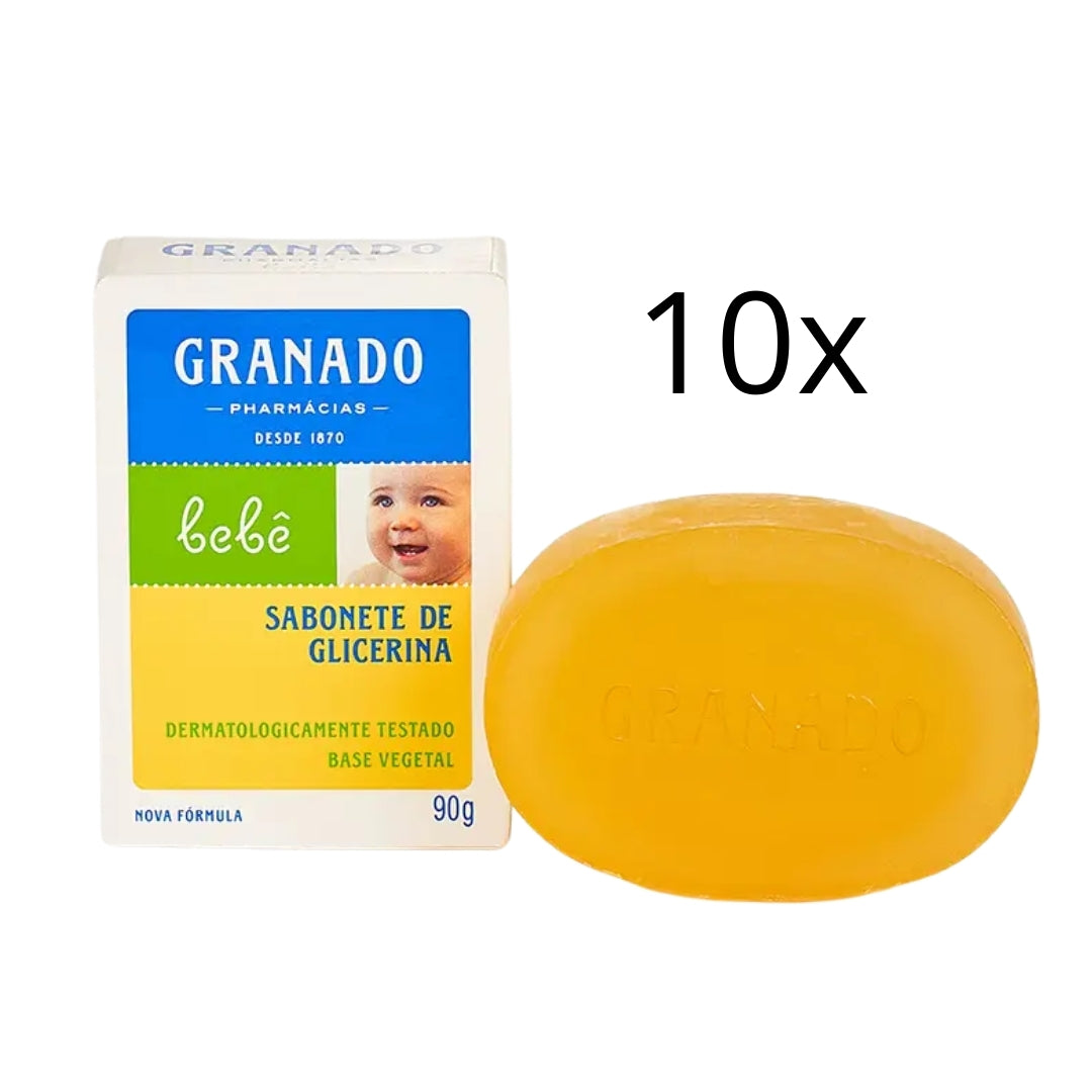 Lot of 10 Glycerin Baby Bar Soap Vegan Dermatologically Tested 90g Granado