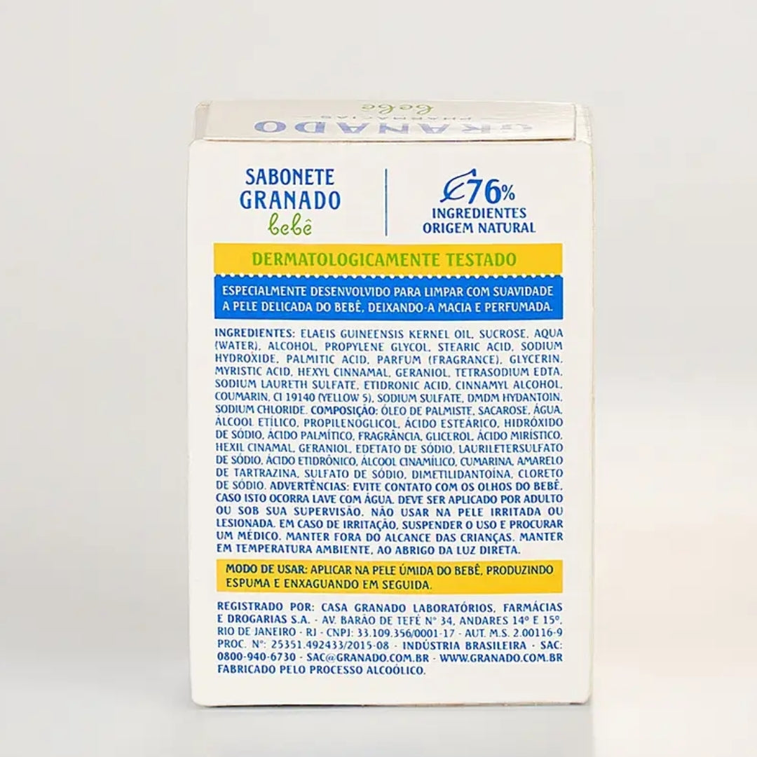 Lot of 10 Glycerin Baby Bar Soap Vegan Dermatologically Tested 90g Granado