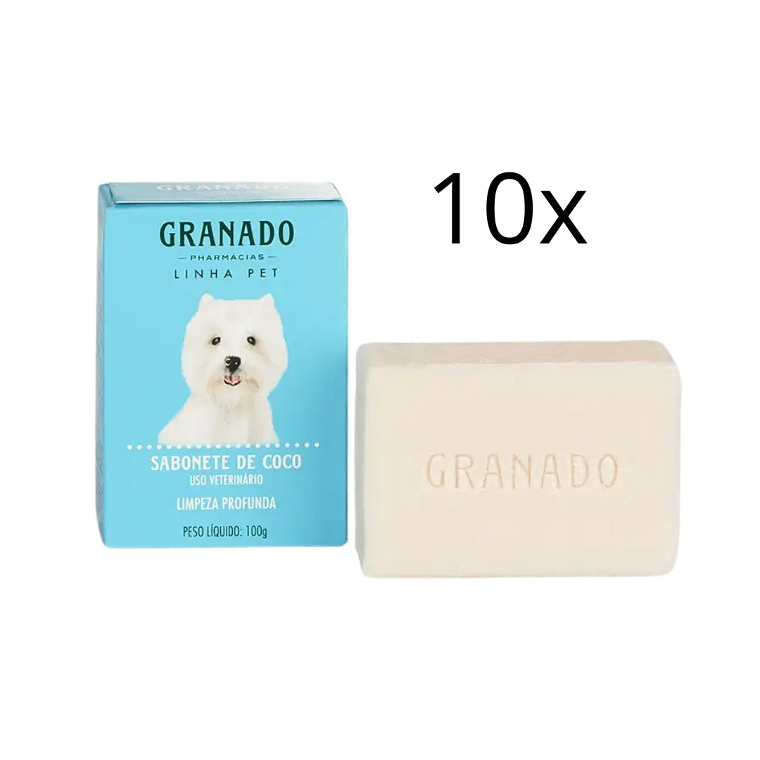 Lot of 10 Pet Coconut Bar Soap Oil Control Shine Fragance 100g Granado
