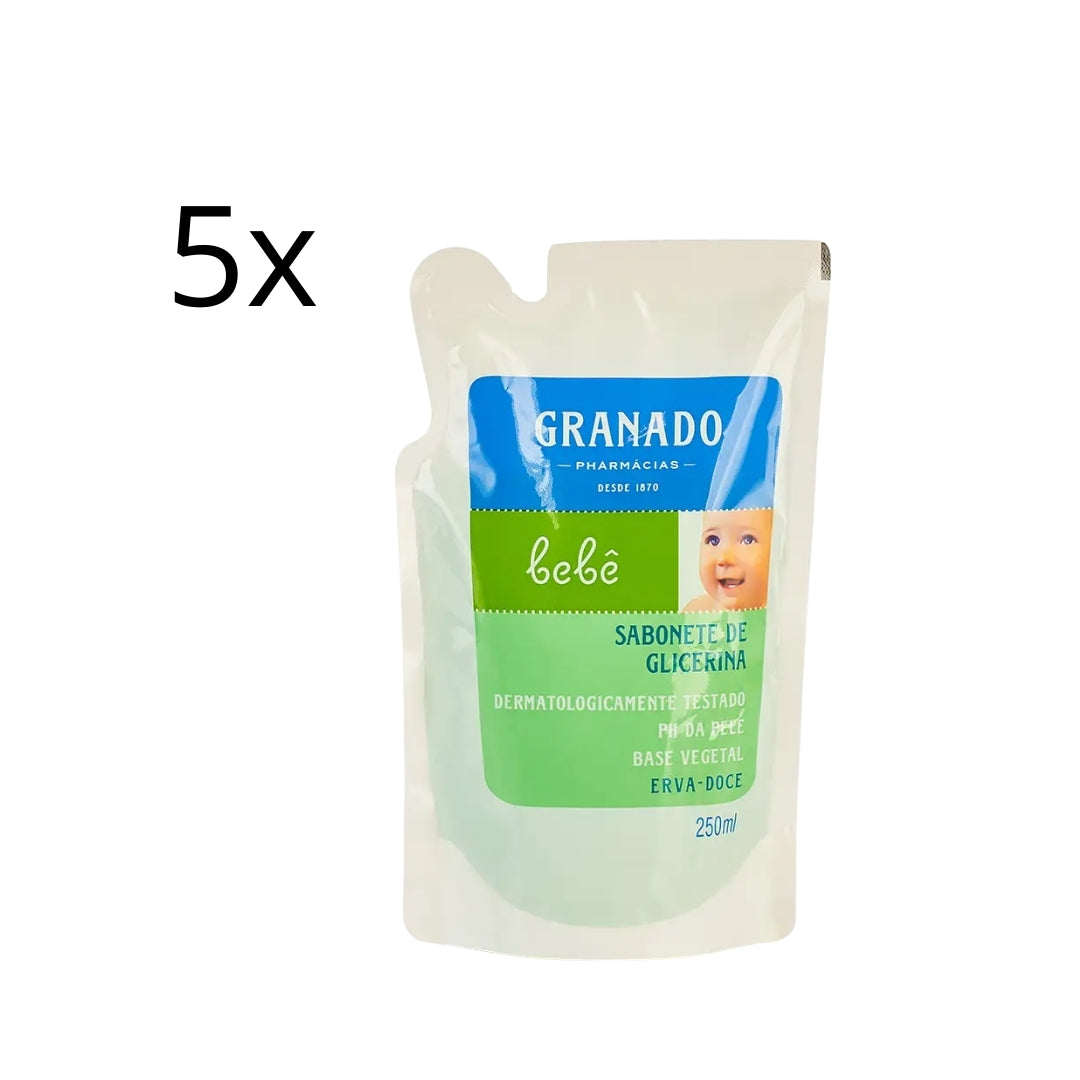Lot of 5 Anise Erva Doce Baby Liquid Soap Refill Delicate Skin 250ml Granado