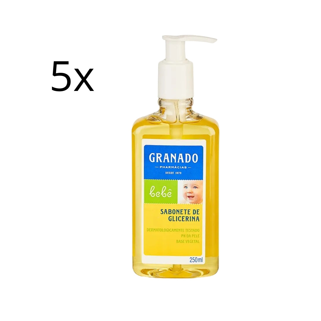 Lot of 5 Baby Glycerin Traditional Liquid Soap Delicate Skin 250ml Granado