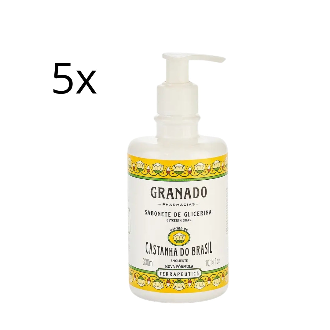 Lot of 5 Glycerin Castanha do Brasil Vegan Liquid Soap Skin Care 300ml Granado