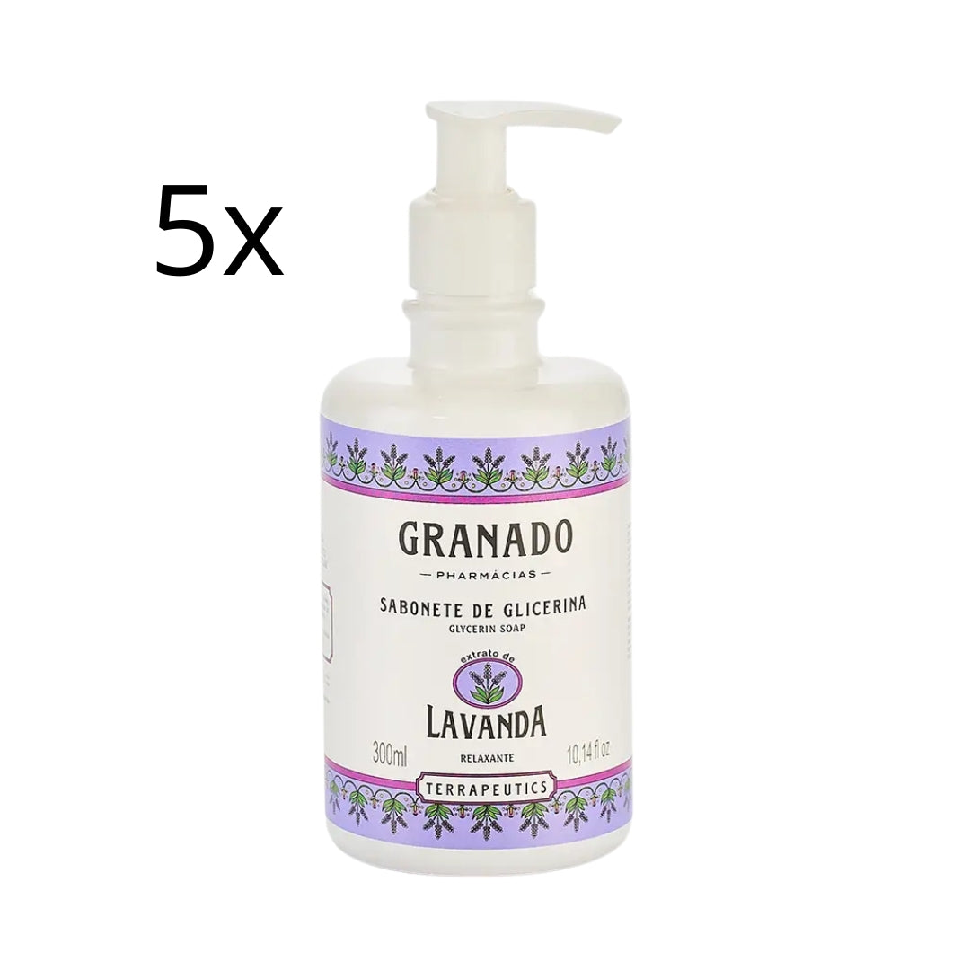 Lot of 5 Glycerin Lavender Vegan Liquid Soap Skin Care 300ml Granado
