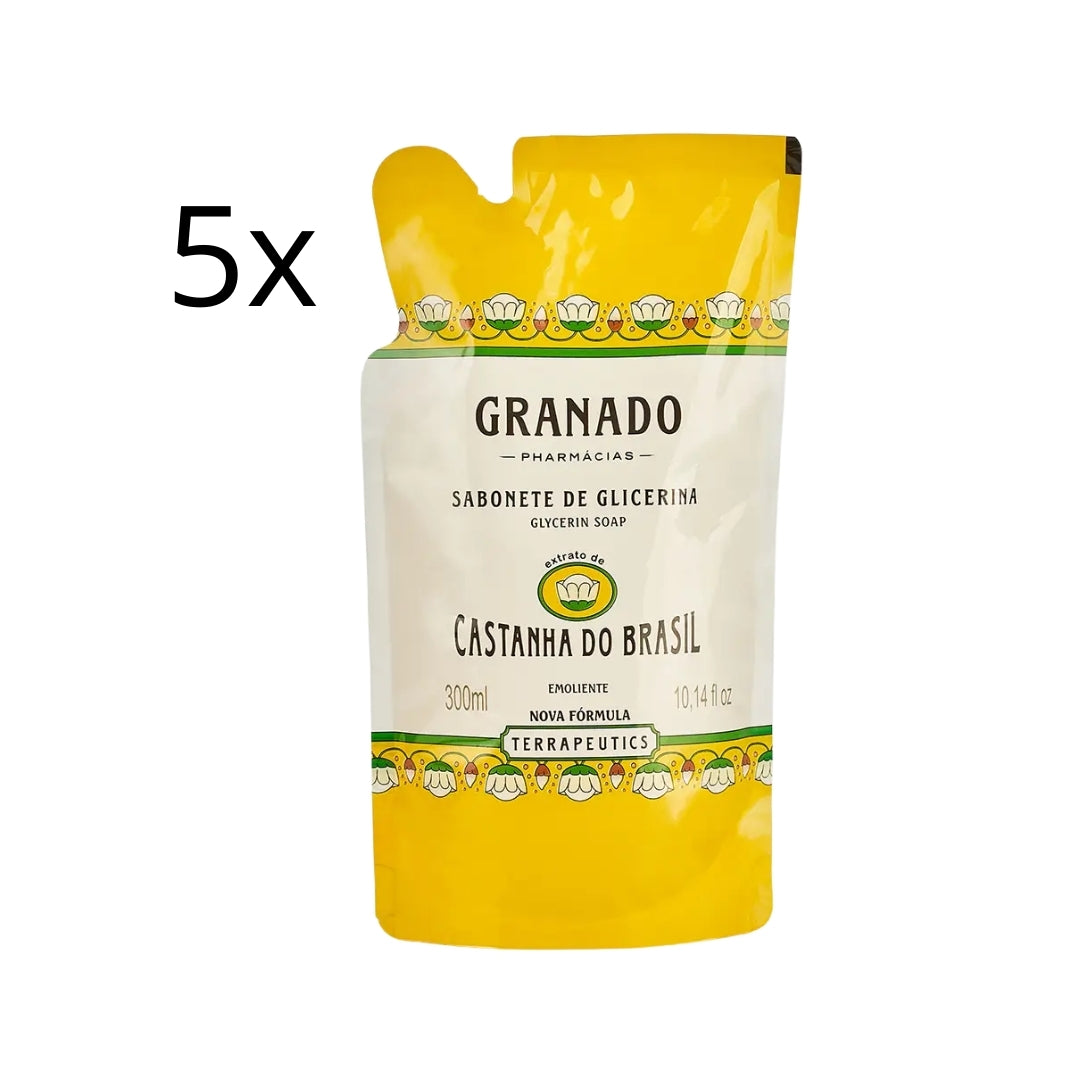 Lot of 5 Glycerin Castanhas do Brasil Vegan Liquid Soap Refill 300ml Granado