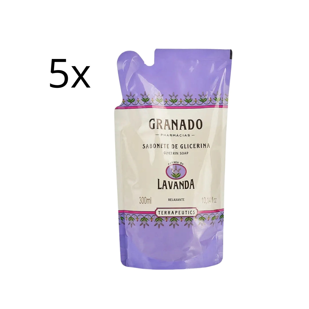 Lot of 5 Glycerin Lavender Vegan Liquid Soap Skin Care Refill 300ml Granado