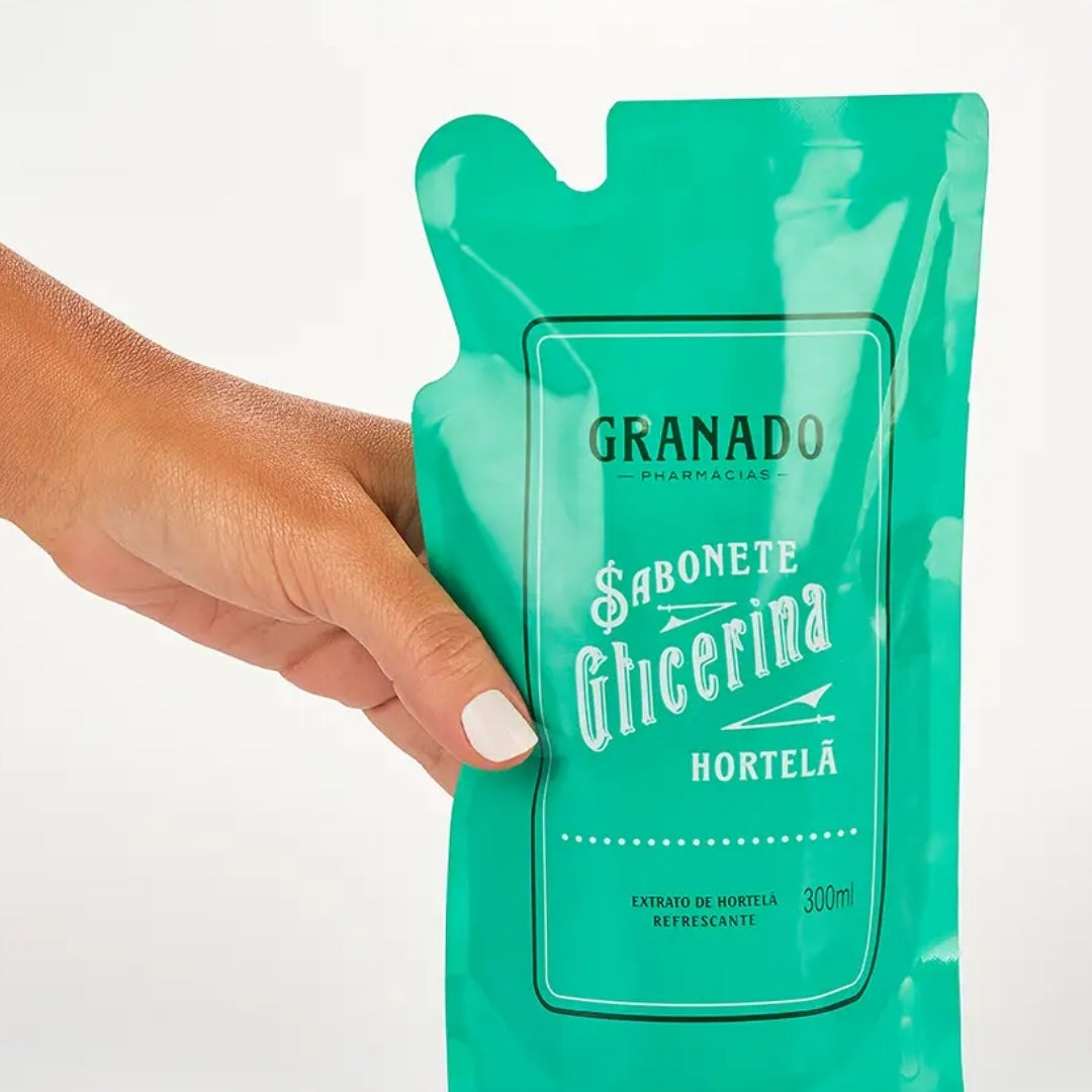 Lot of 5 Glycerin Mint Vegan Liquid Soap Body Skin Care Refill 300ml Granado