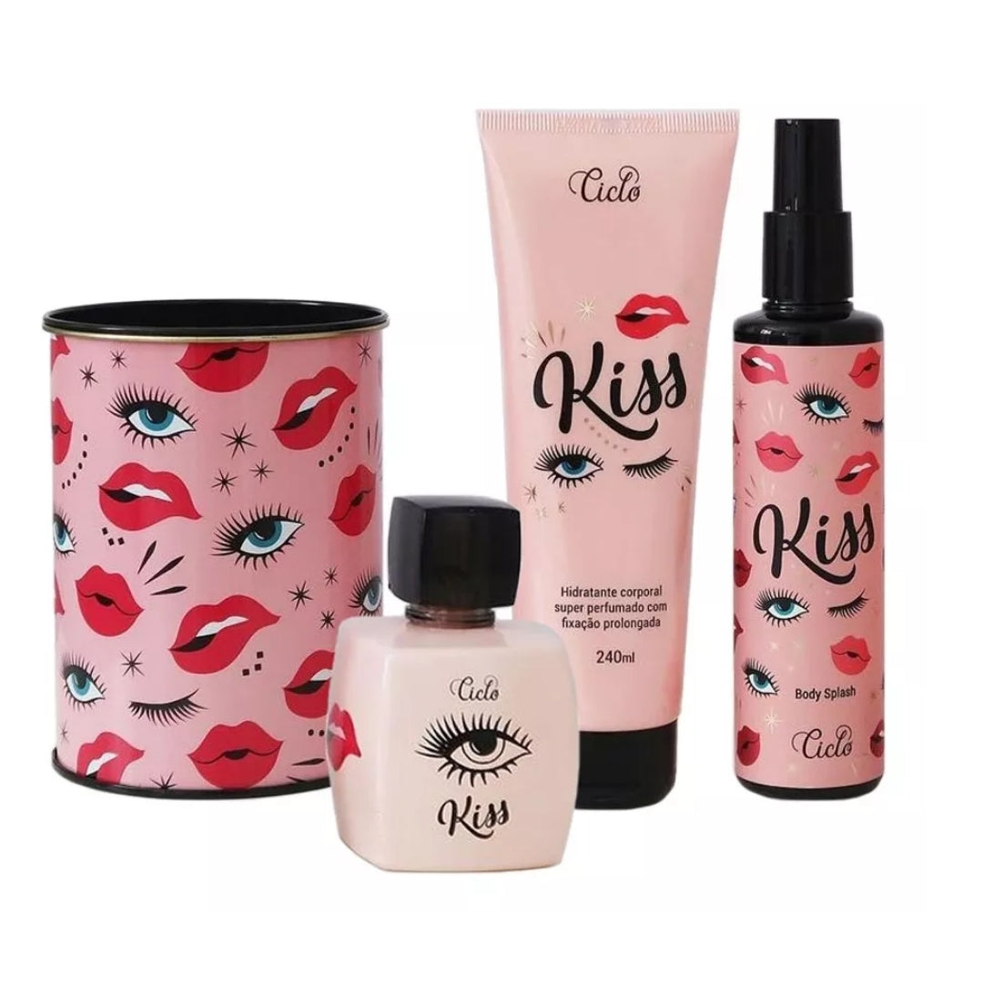 Kiss Deo Cologne Perfume + Body Splash + Body Skin Moisturizer Kit Ciclo