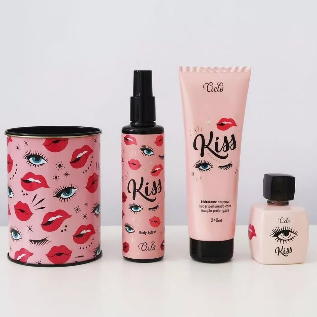 Kiss Deo Cologne Perfume + Body Splash + Body Skin Moisturizer Kit Ciclo