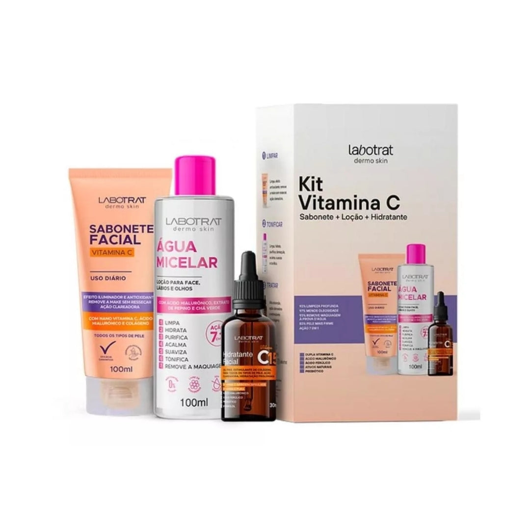Vitamin C Soap + Micellar Water + Facial Moisturizer Skin Care Kit Labotrat