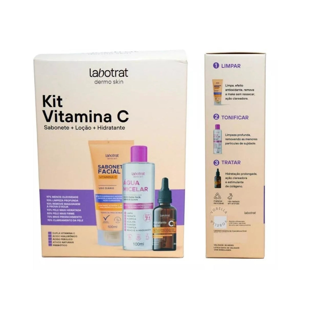 Vitamin C Soap + Micellar Water + Facial Moisturizer Skin Care Kit Labotrat