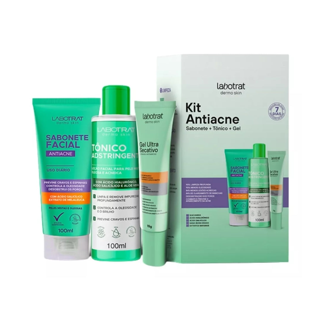 Antiacne Facial Soap Astringent Tonic Drying Gel Skin Care Kit Labotrat