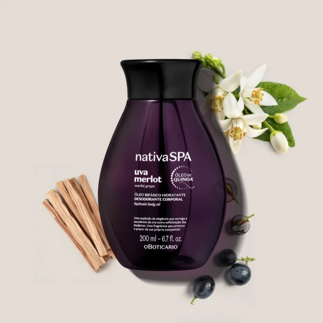 Nativa Spa Merlot Grape Biphasic Moisturizing Deodorant Oil 200ml O Boticário