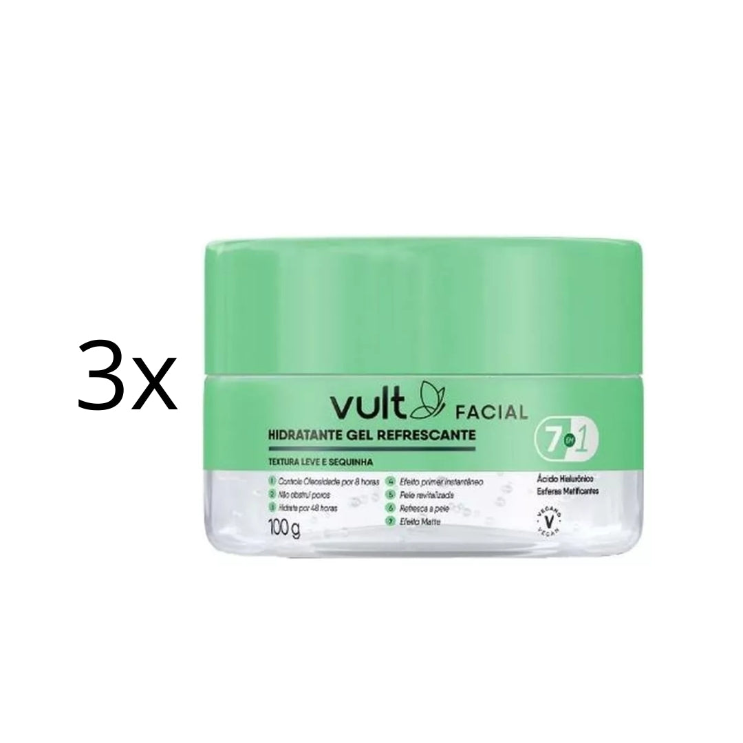 Lot of 3 Skin Care Refreshing Gel Facial Moisturizer Daily Treatment 100g Vult