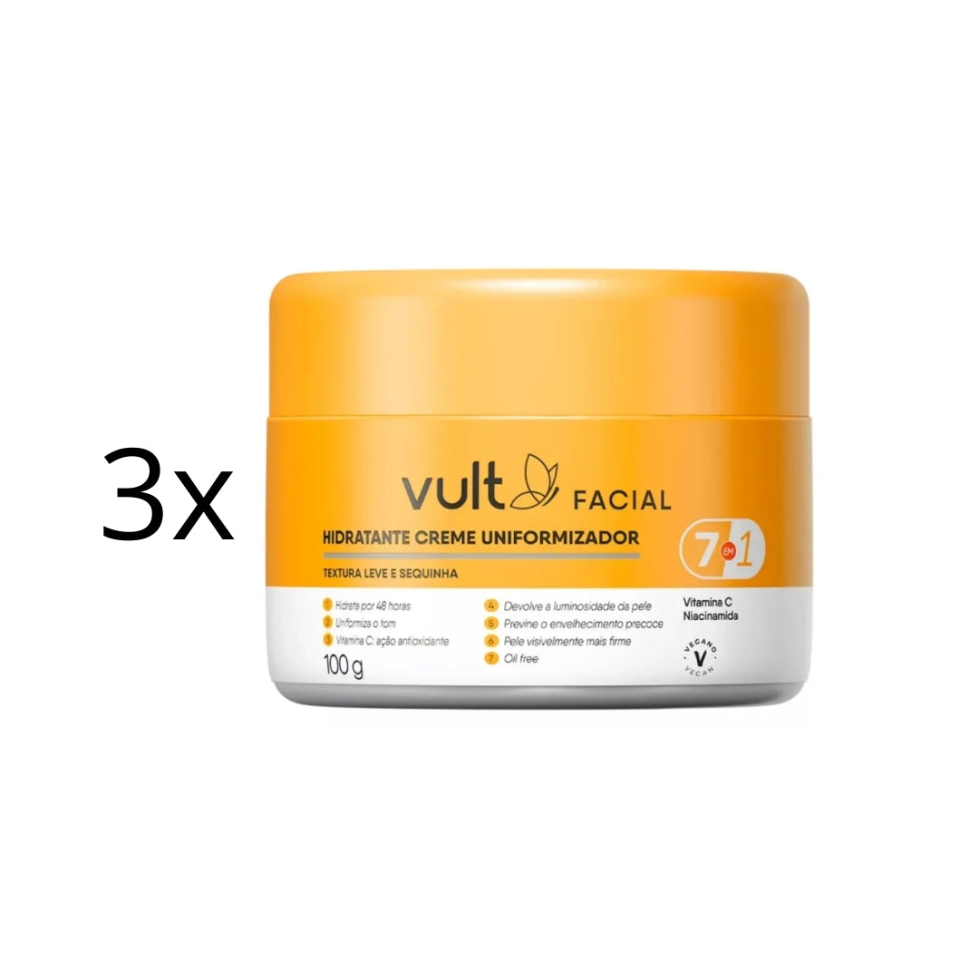 Lot of 3 Facial Moisturizing Cream 7 in 1 Daily Treatment Skin Care 100g Vult