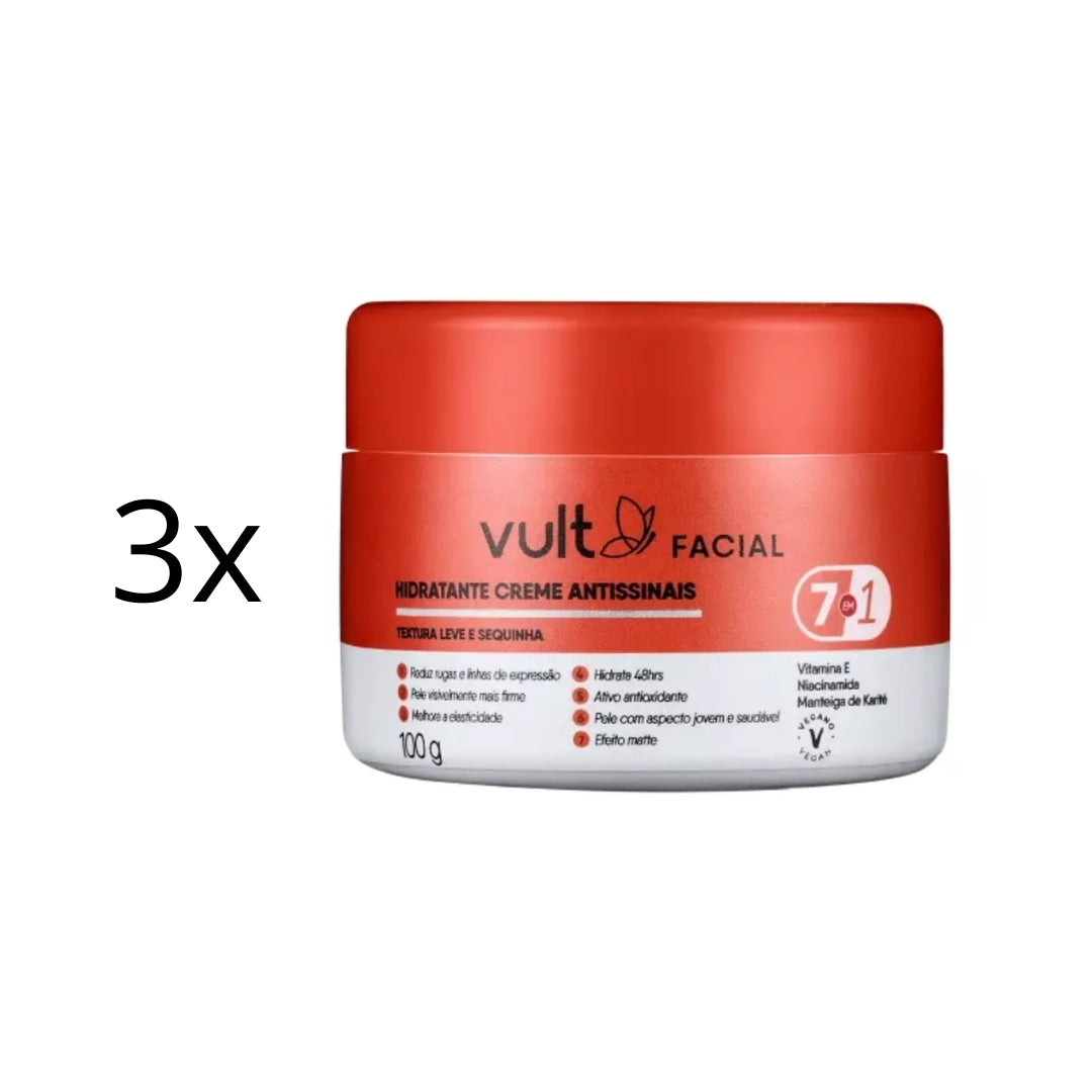 Lot of 3 Anti-aging Facial Moisturizing Cream Daily Skin Care 100g Vult