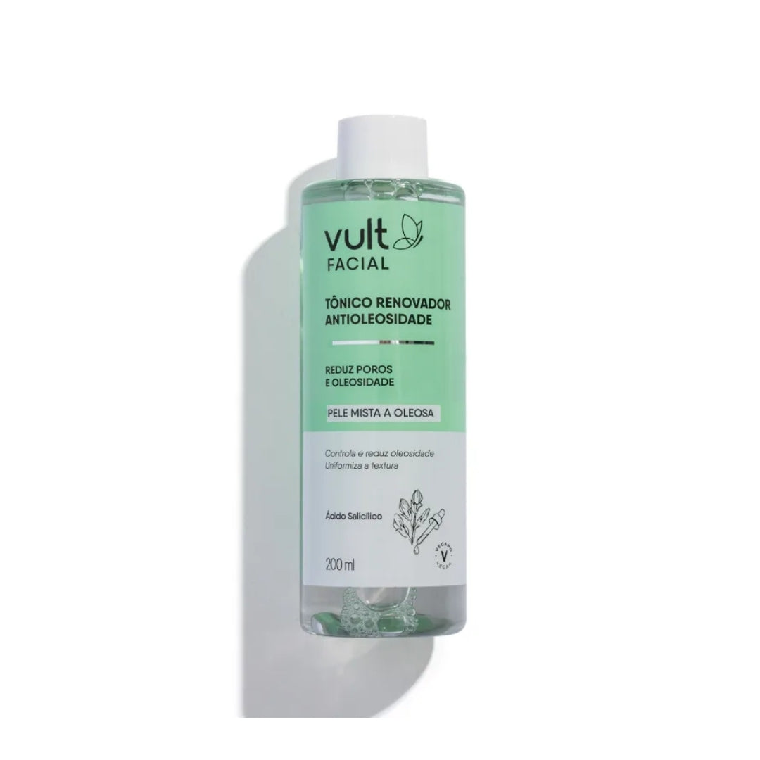 Lot of 3 Anti-Oiliness Facial Renewal Tonic Vegan Daily Skin Care 200ml Vult