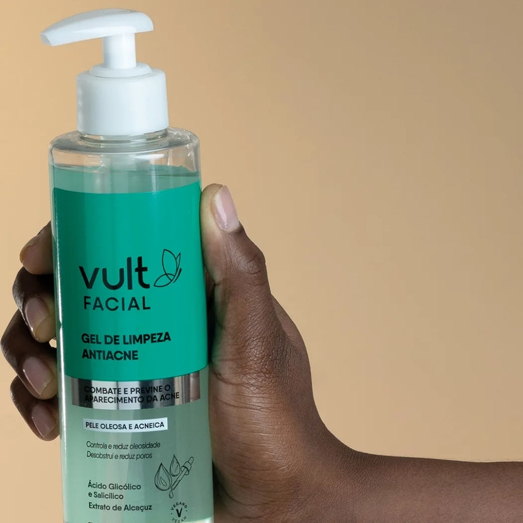 Lot of 3 Anti-Acne Facial Cleansing Gel Vegan Daily Skin Care 300g Vult