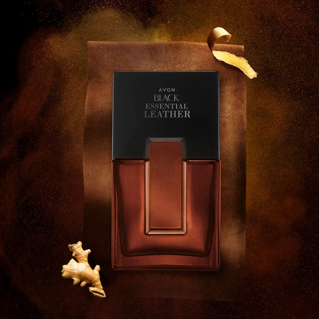 Black Essential Leather Deo Cologne Sweet Woody Body Fragance 100ml Avon