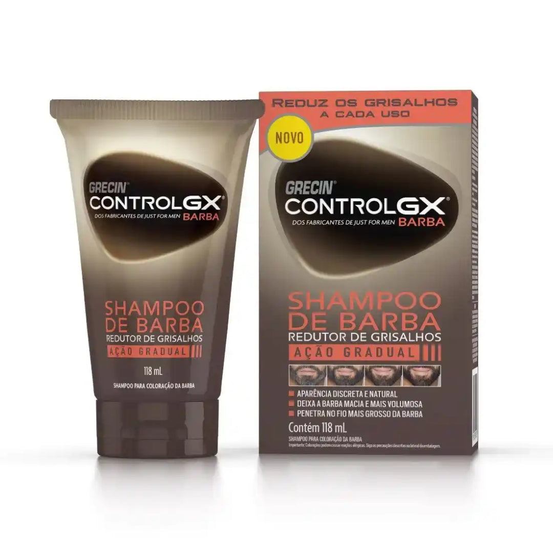 Lot of 2 Control Gx Beard Shampoo Reduces Gray Hair Color Maintenance 118ml Grecin