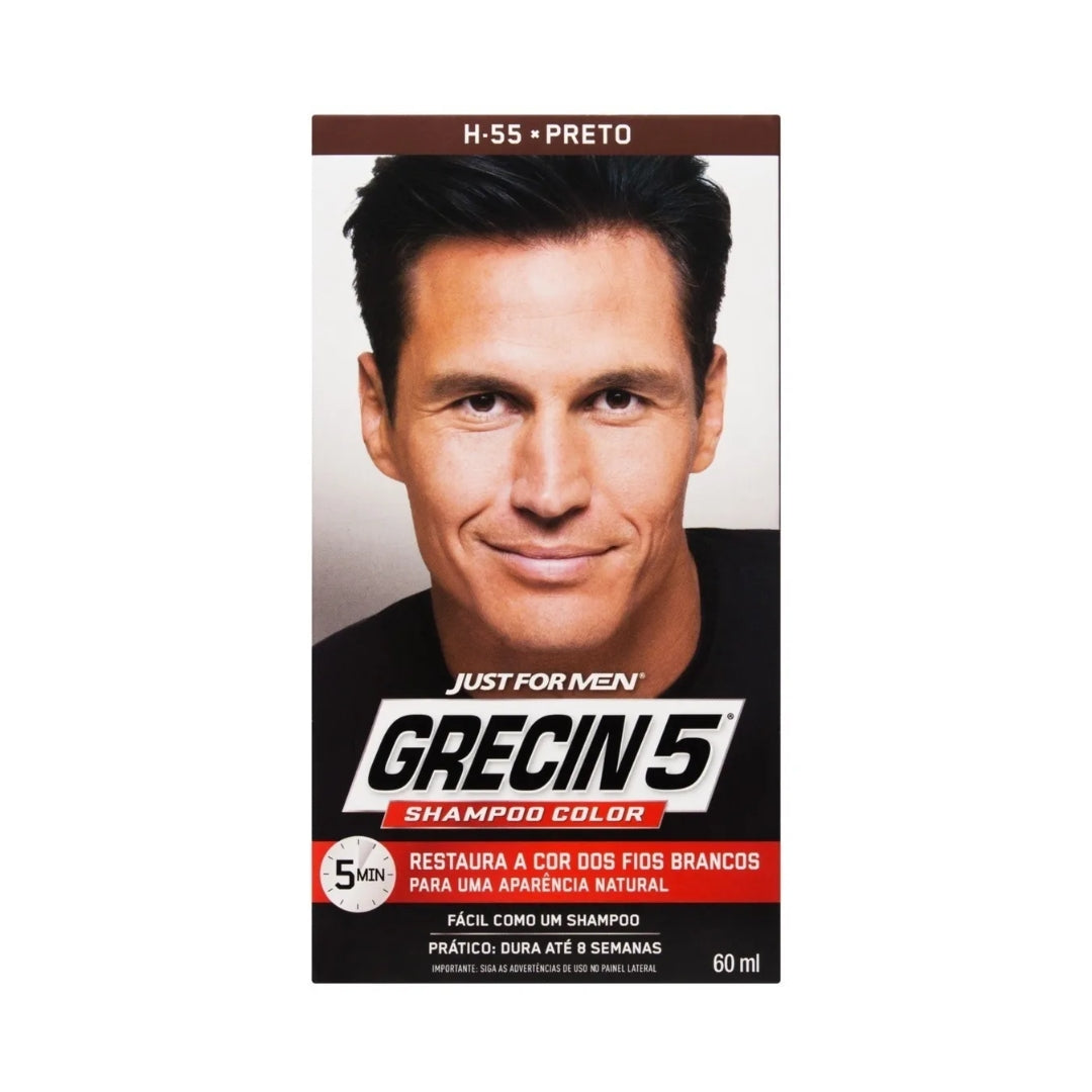 H-55 Black Toning Shampoo Covers Gray Hair Color Maintenance 60ml Grecin