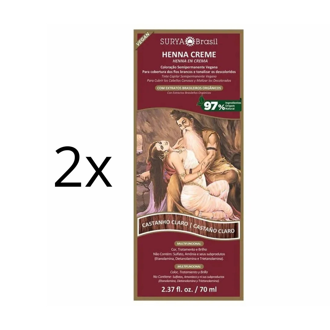 Lot of 2 Brasil Henna Cream Light Brown Hair Toner Color Toning 70ml Surya