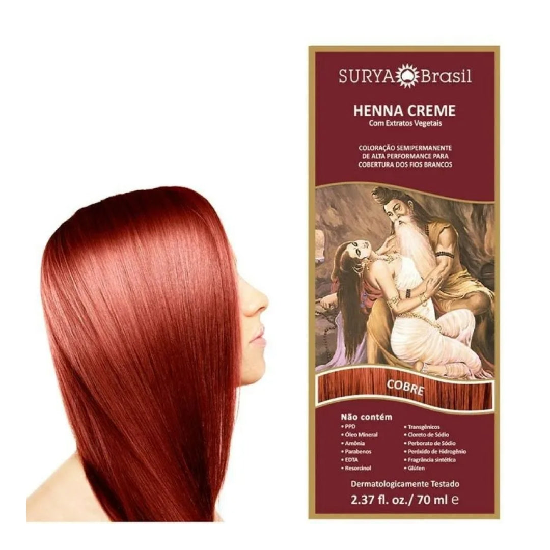 Lot of 2 Brasil Henna Cream Cooper Red Hair Toner Color Toning 70ml Surya