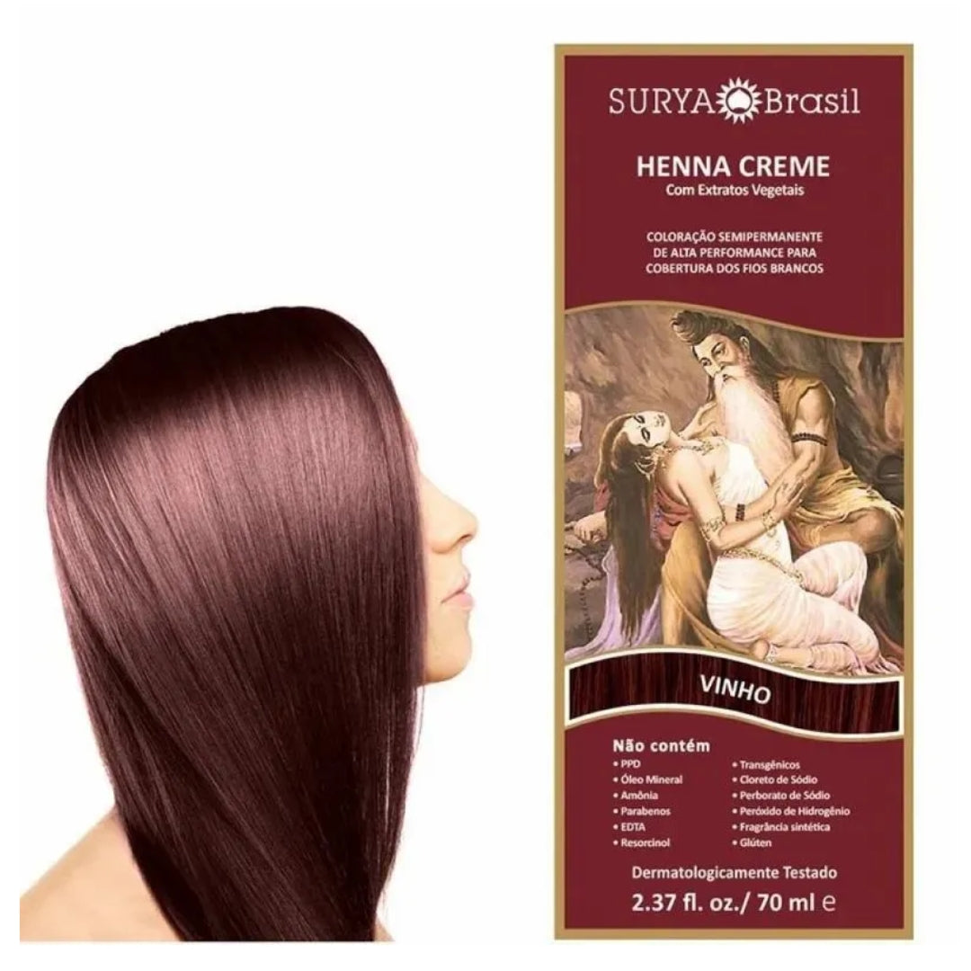 Lot of 2 Brasil Henna Cream Vinho Red Hair Toner Color Toning 70ml Surya