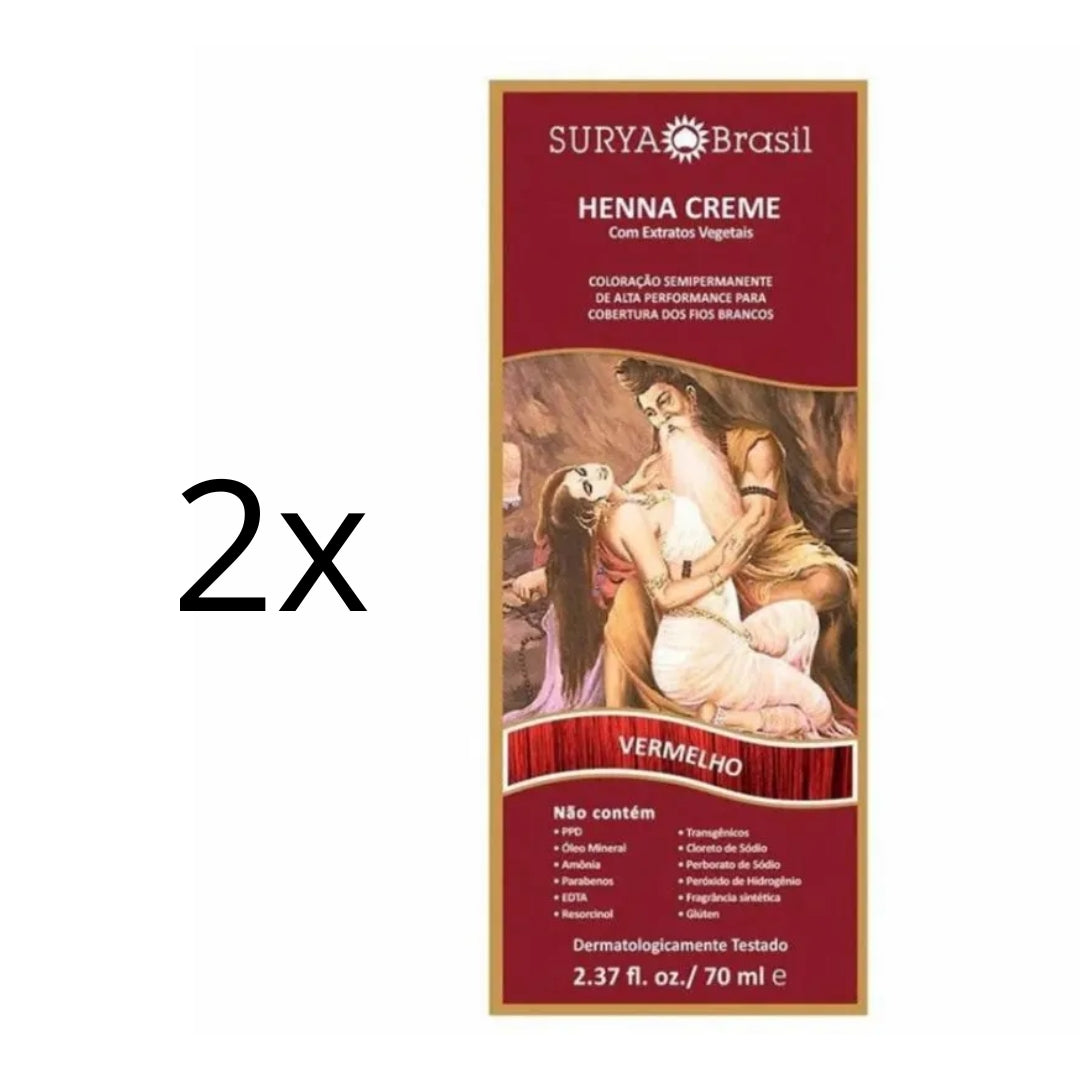 Lot of 2 Brasil Henna Cream Red Hair Toner Color Toning 70ml Surya