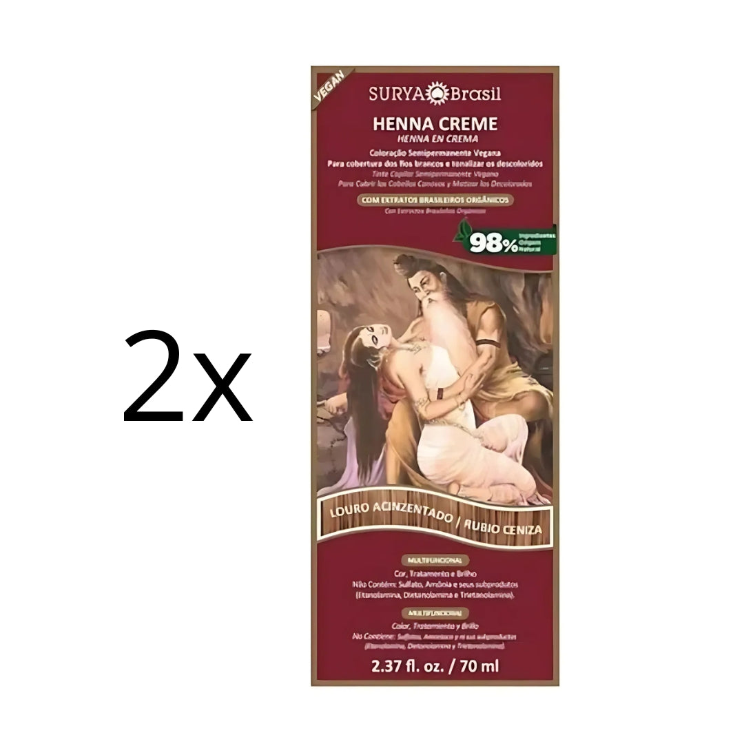 Lot of 2 Brasil Henna Cream Ash Blonde Hair Toner Color Toning 70ml Surya