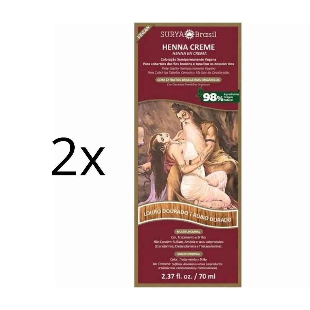Lot of 2 Brasil Henna Cream Golden Blonde Hair Toner Color Toning 70ml Surya