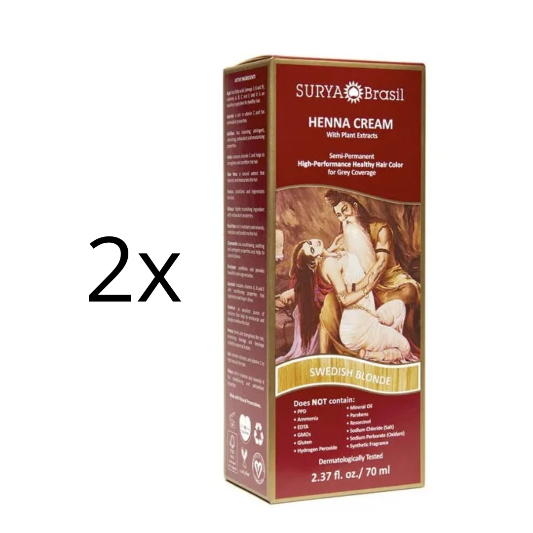 Lot of 2 Brasil Henna Cream Swedish Blonde Hair Toner Color Toning 70ml Surya