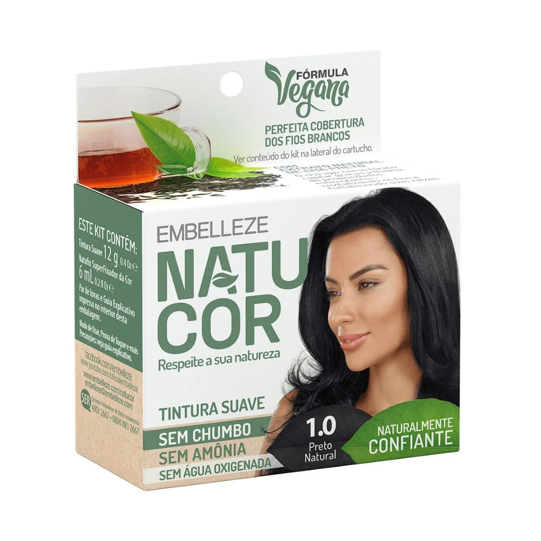 Lot of 3 Natucor Hair Dye Shade 1.0 Black Color Maintenance 12g Embelleze