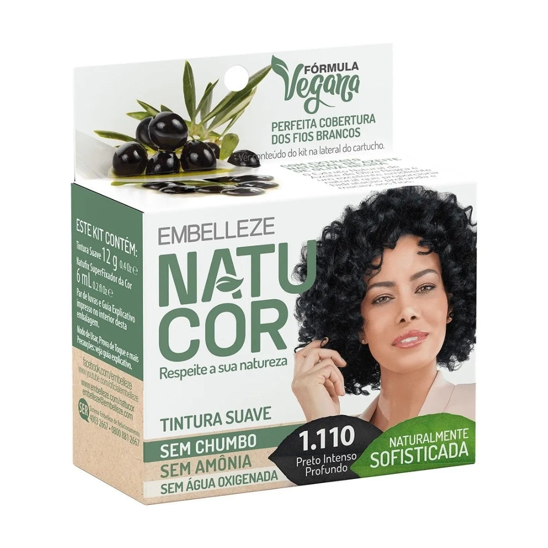 Lot of 3 Natucor Hair Dye Shade 1.110 Deep Intense Black Color 12g Embelleze