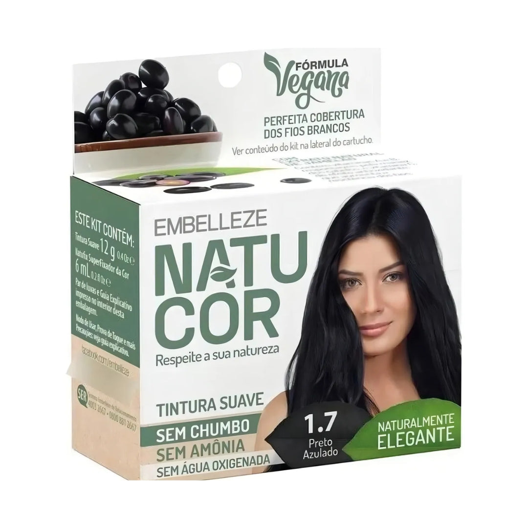 Lot of 3 Natucor Hair Dye Shade 1.7 Blue Black Color Toning 12g Embelleze