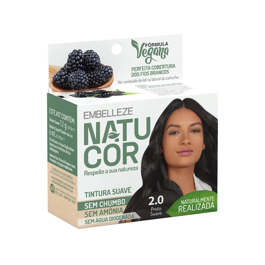 Lot of 3 Natucor Hair Dye Shade 2.0 Soft Black Color Toning 12g Embelleze