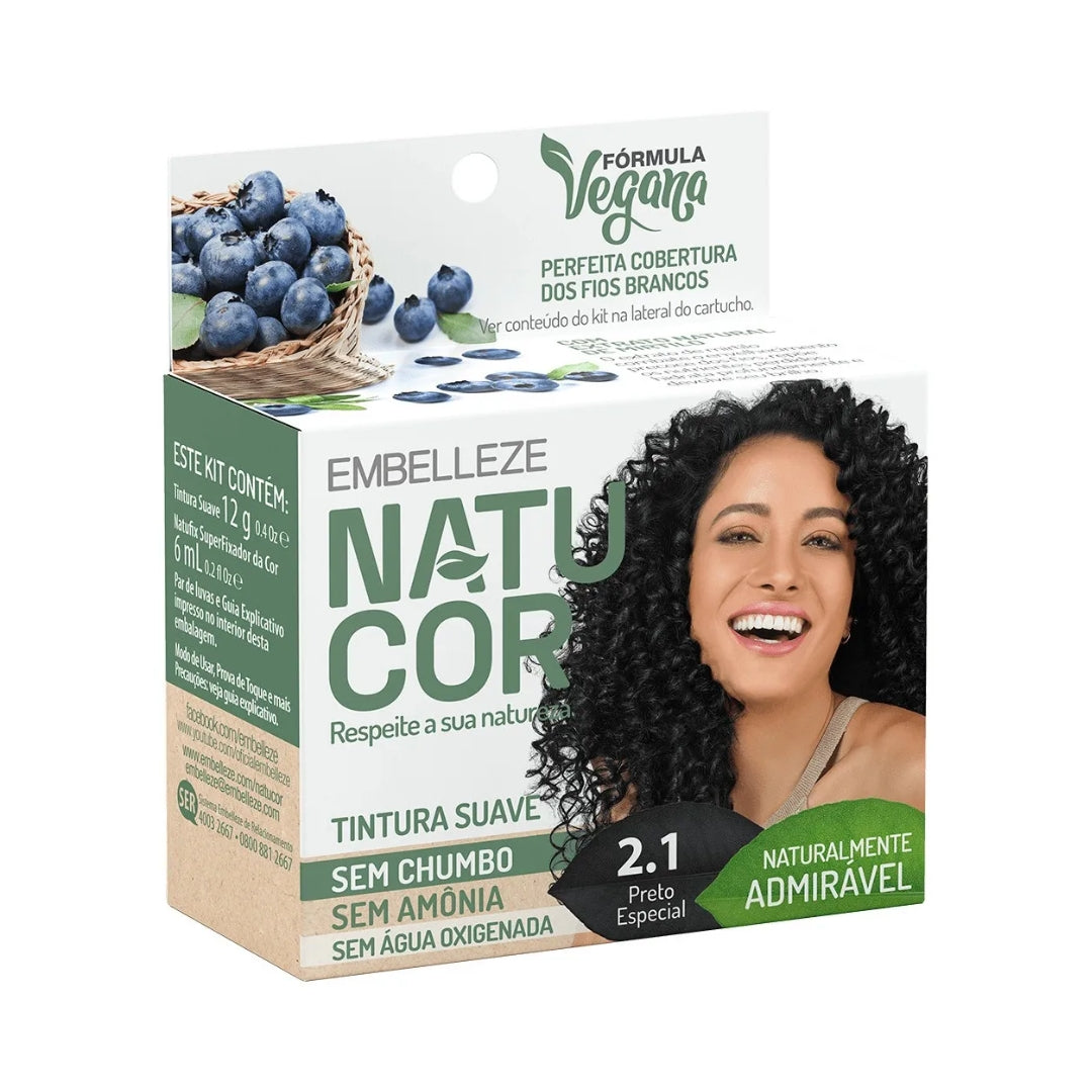 Lot of 3 Natucor Hair Dye Shade 2.1 Special Black Color Toning 12g Embelleze