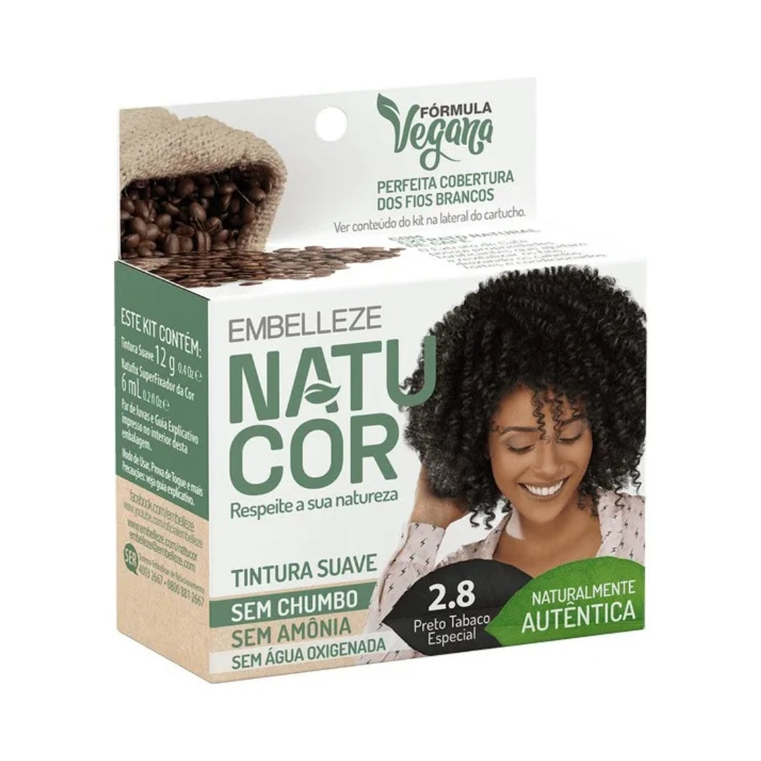 Lot of 3 Natucor Hair Dye Shade 2.8 Black Tobacco Special Color 12g Embelleze