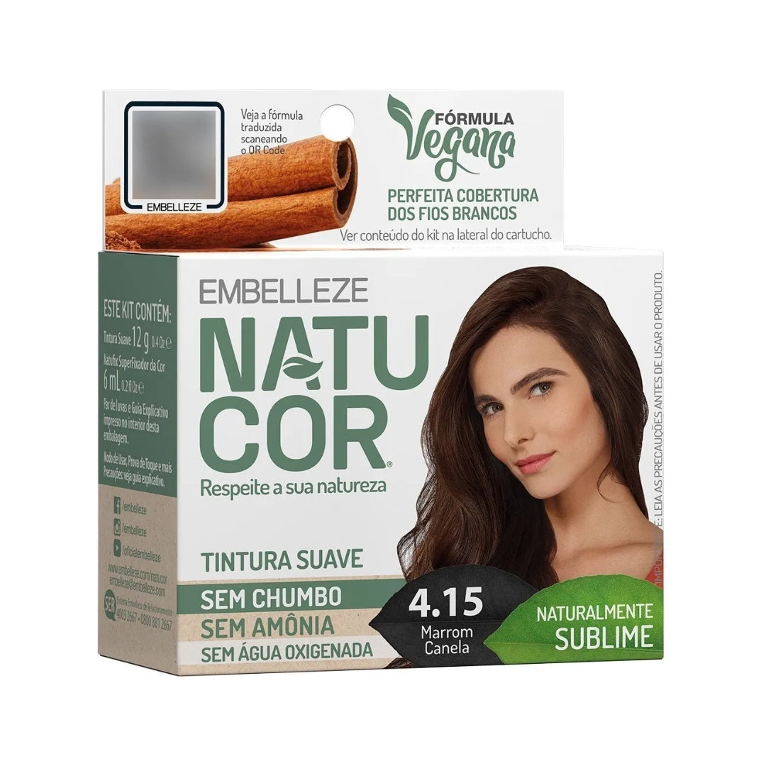 Lot of 3 Natucor Hair Dye Shade 4.15 Cinnamona Brown Color 12g Embelleze