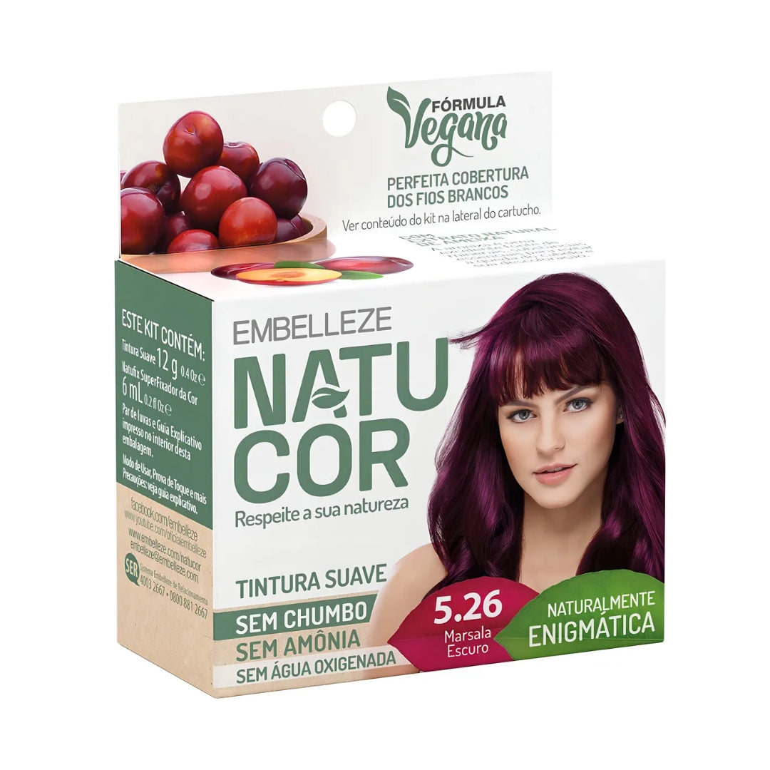 Lot of 3 Natucor Red Hair Dye Shade 5.26 Dark Marsala Color 12g Embelleze