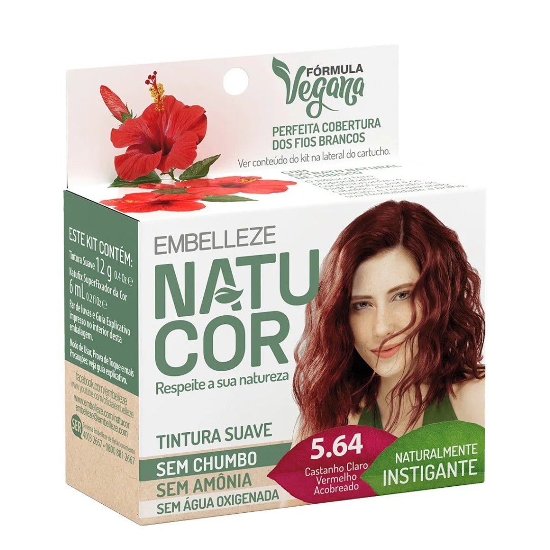 Lot of 3 Natucor Hair Dye 5.64 Light Brown Copper Red Color 12g Embelleze
