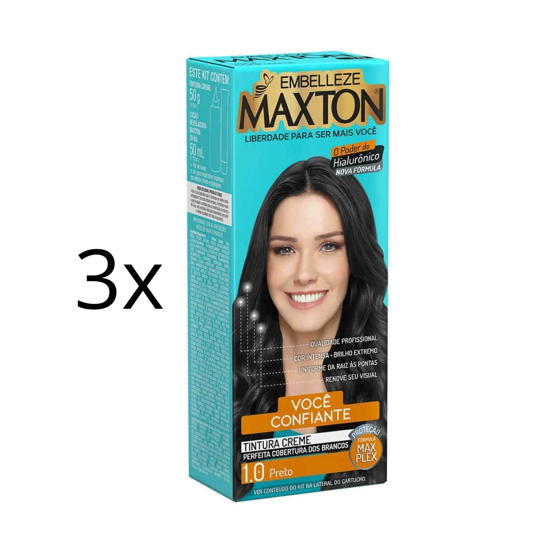 Lot of 3 Maxton Cream Dye 1.0 Black Color Maintenance Hair Toning 50g Maxton