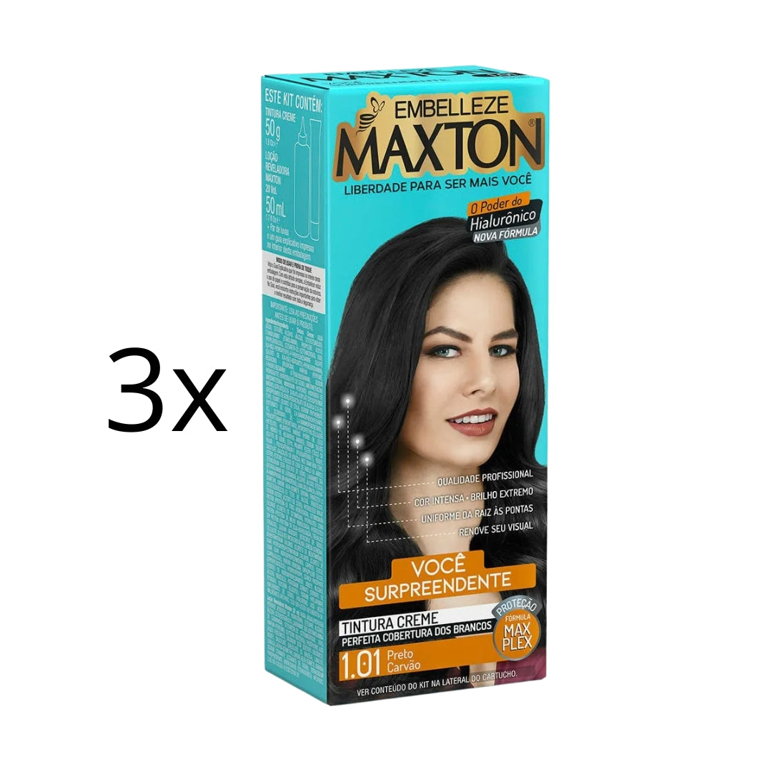 Lot of 3 Maxton Cream Dye 1.01 Black Coal Color Hair Toning 50g Maxton