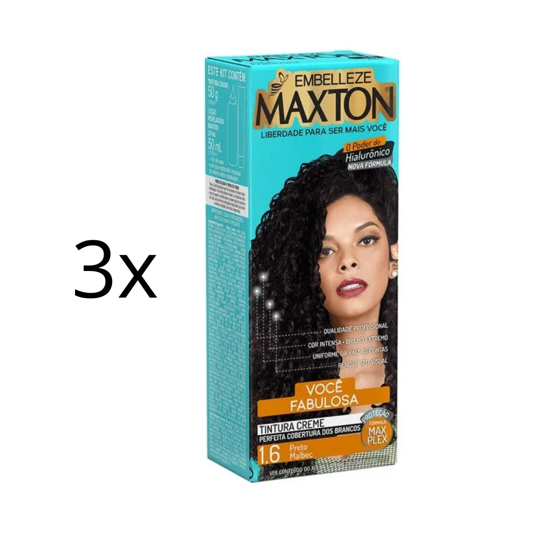 Lot of 3 Maxton Cream Dye 1.6 Black Malbec Color Hair Toning 50g Maxton