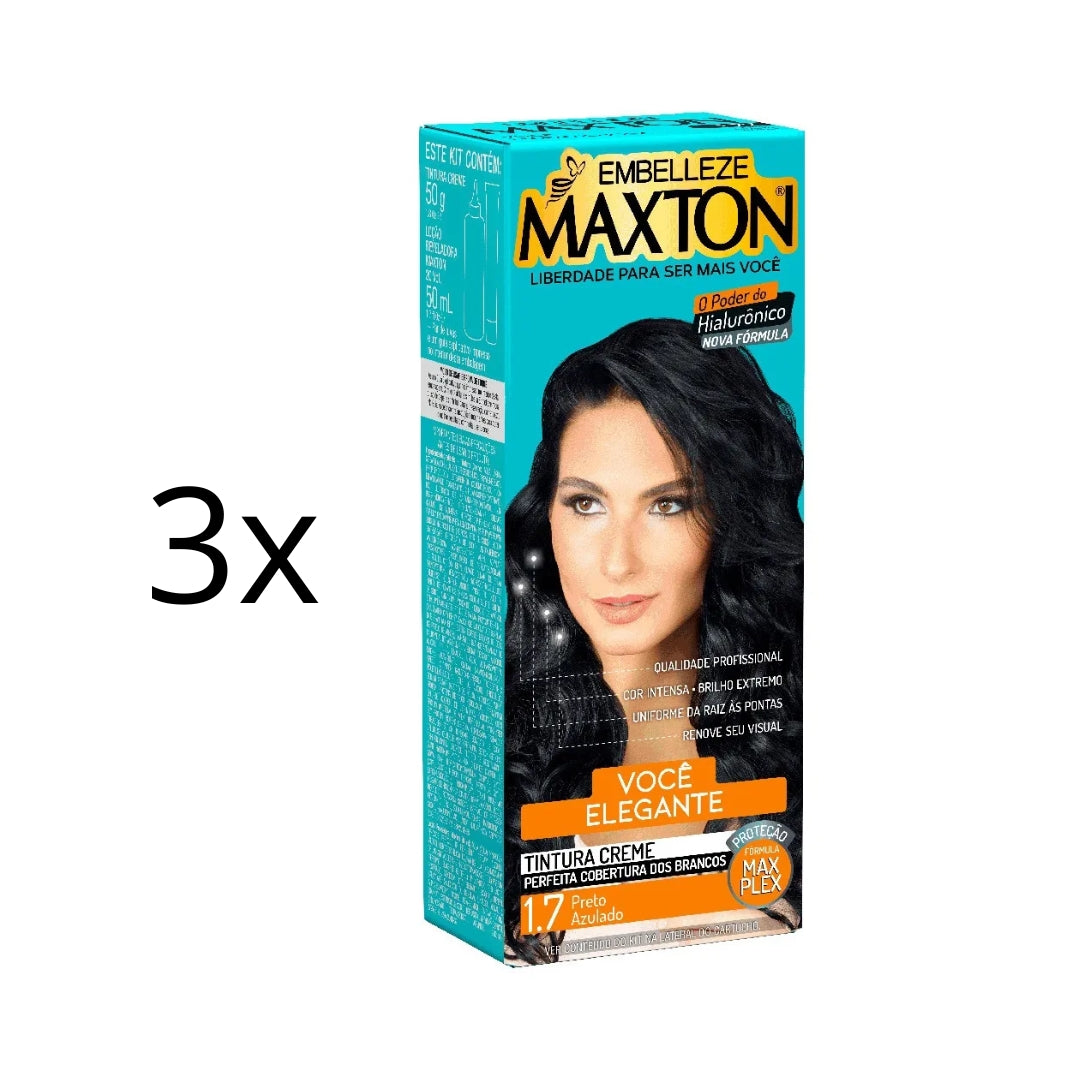 Lot of 3 Maxton Cream Dye 1.7 Blue Black Color Hair Toning 50g Maxton